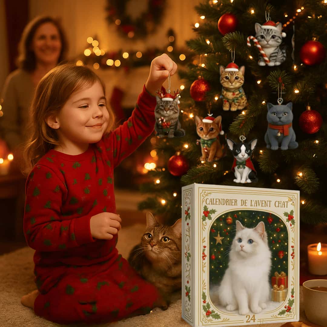 Calendrier de l’Avent Félin à Accrocher – 24 Chats Mignons pour Noël