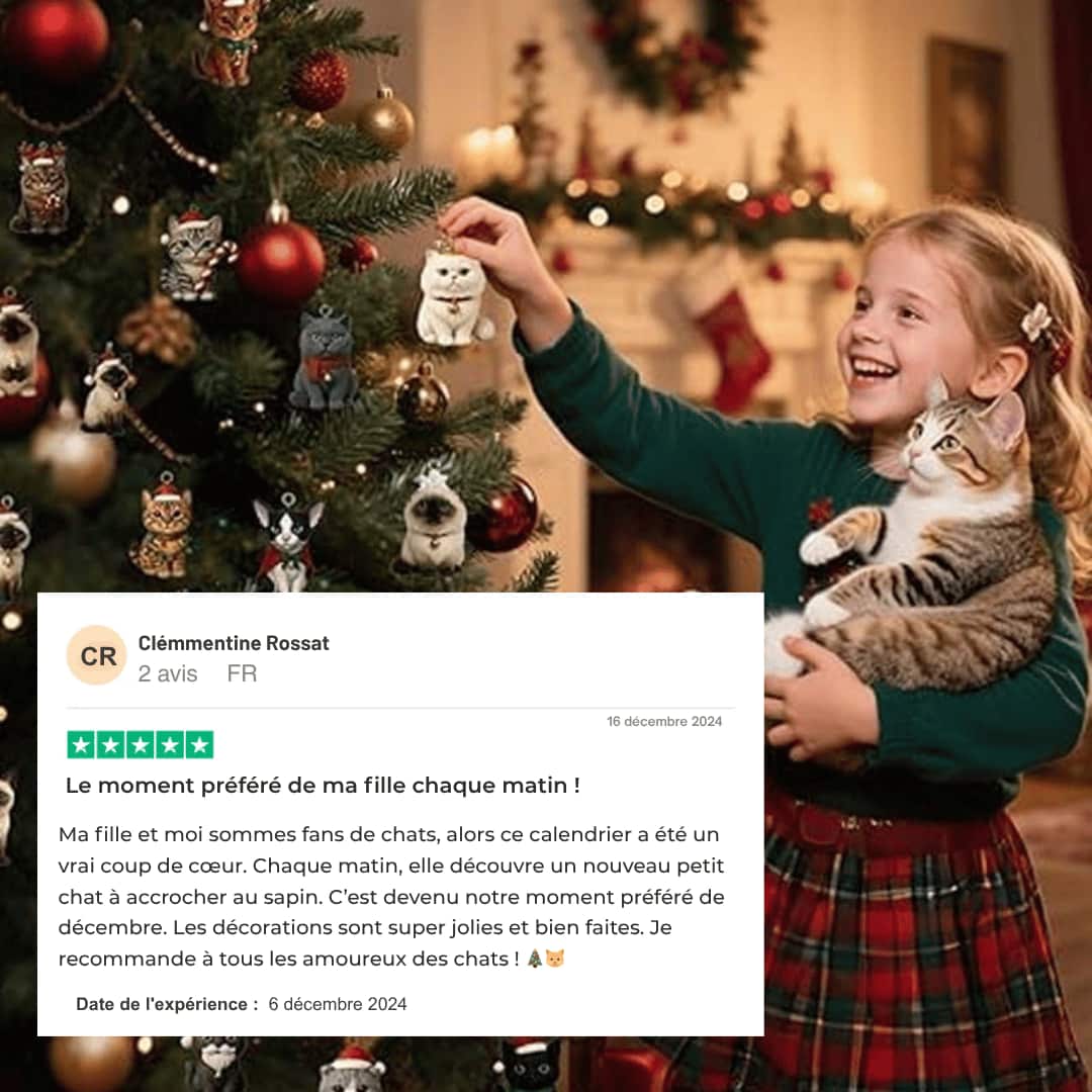 Calendrier de l’Avent Félin à Accrocher – 24 Chats Mignons pour Noël